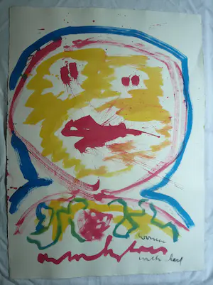 Anton Heyboer - Acrylverf , Portret , woman with …. – 107 x 79 cm kopen? Bied vanaf 1!