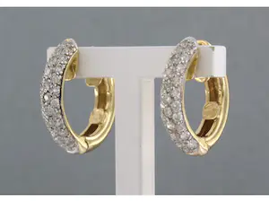 18k geelgouden creolen bezet met briljant geslepen diamant 0.80ct.- F/G - VS/SI kopen? Bied vanaf 600!