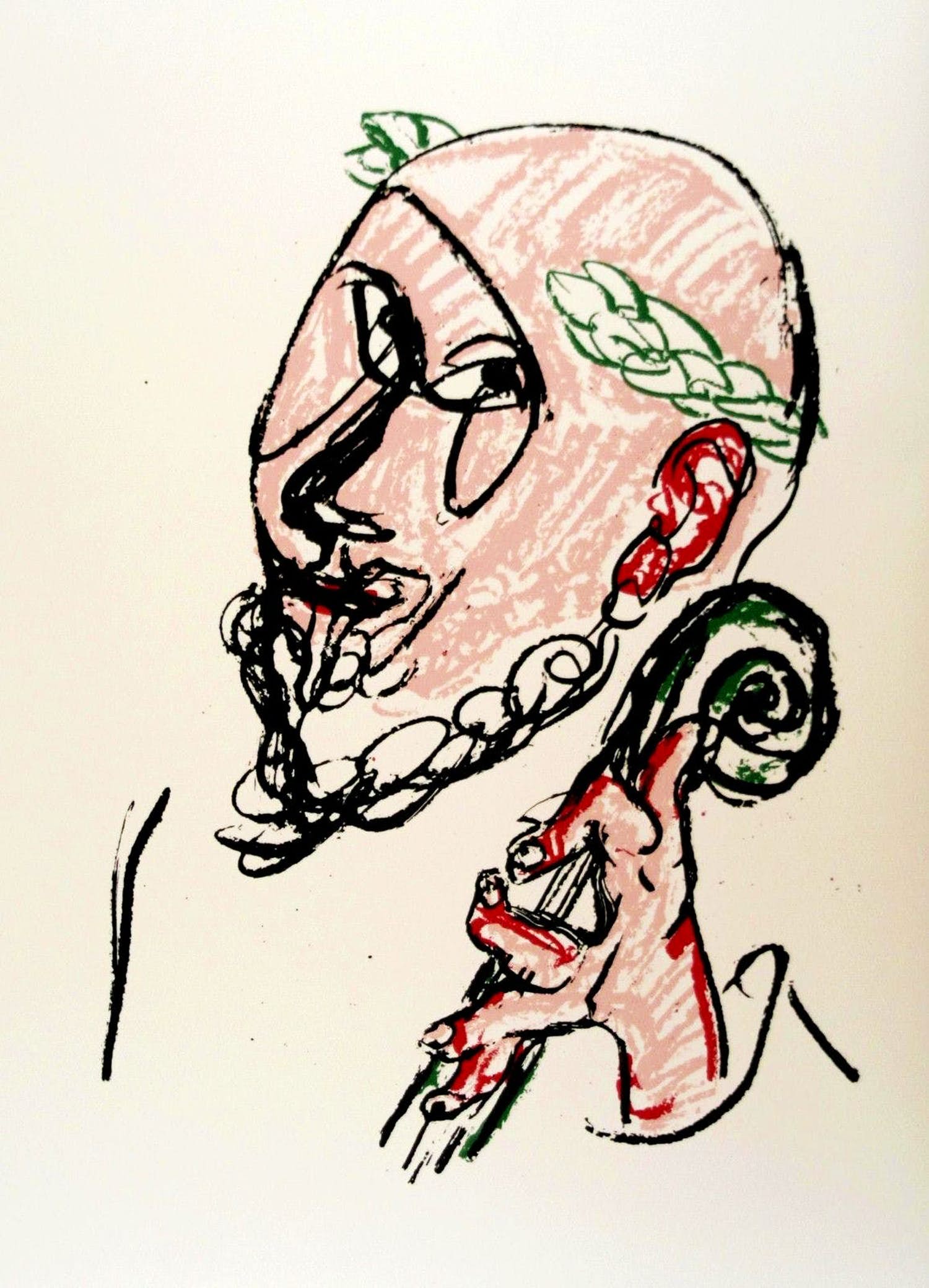Markus Lüpertz - o.T. -großer Siebdruck , handsigniert -TOP-Zustand verkocht voor € 360!