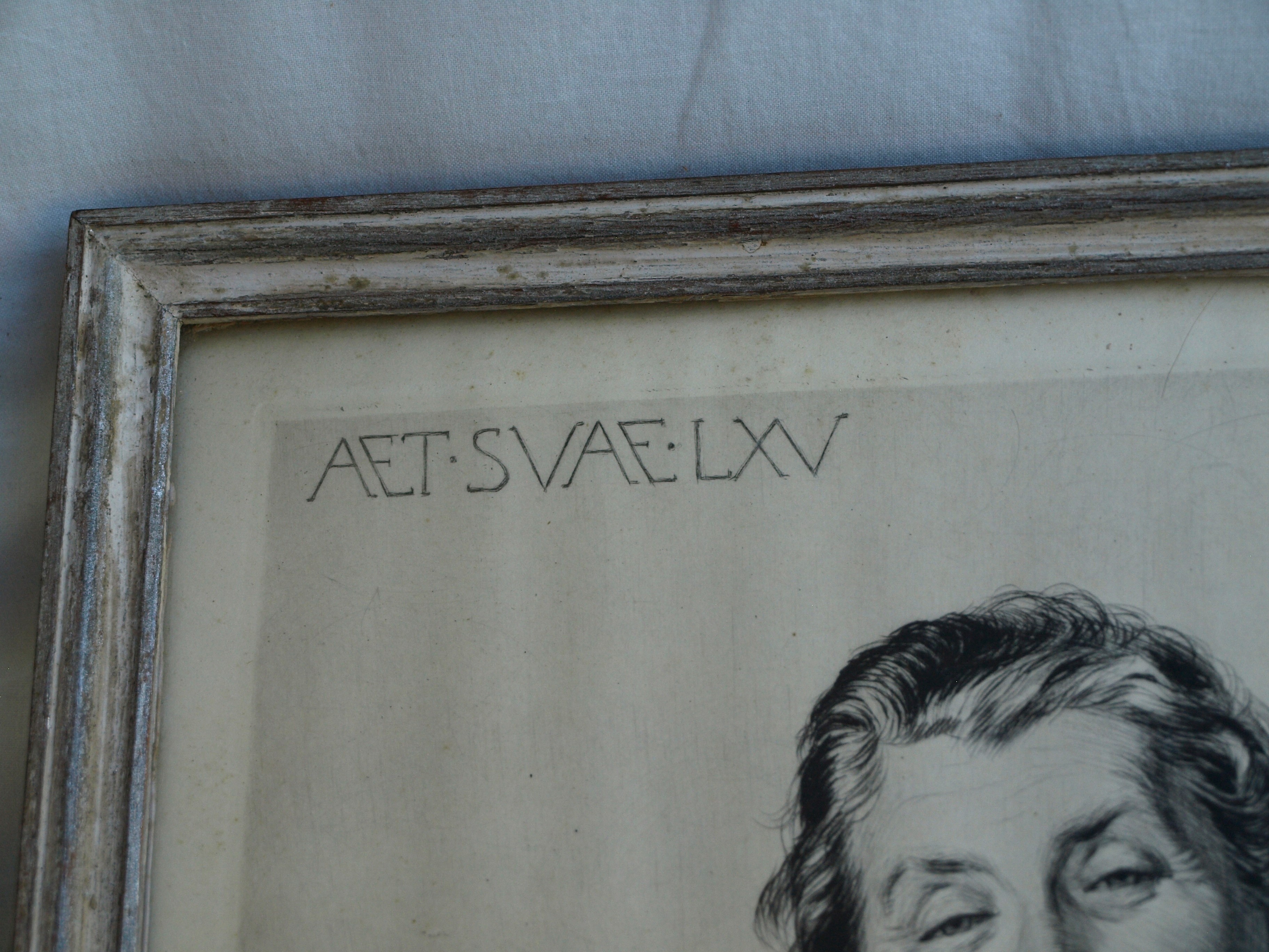 Niet of onleesbaar gesigneerd - Ets , Aet. Suae. LXV – Portret – gesigneerd en ingelijst  kopen? Bied vanaf 1!