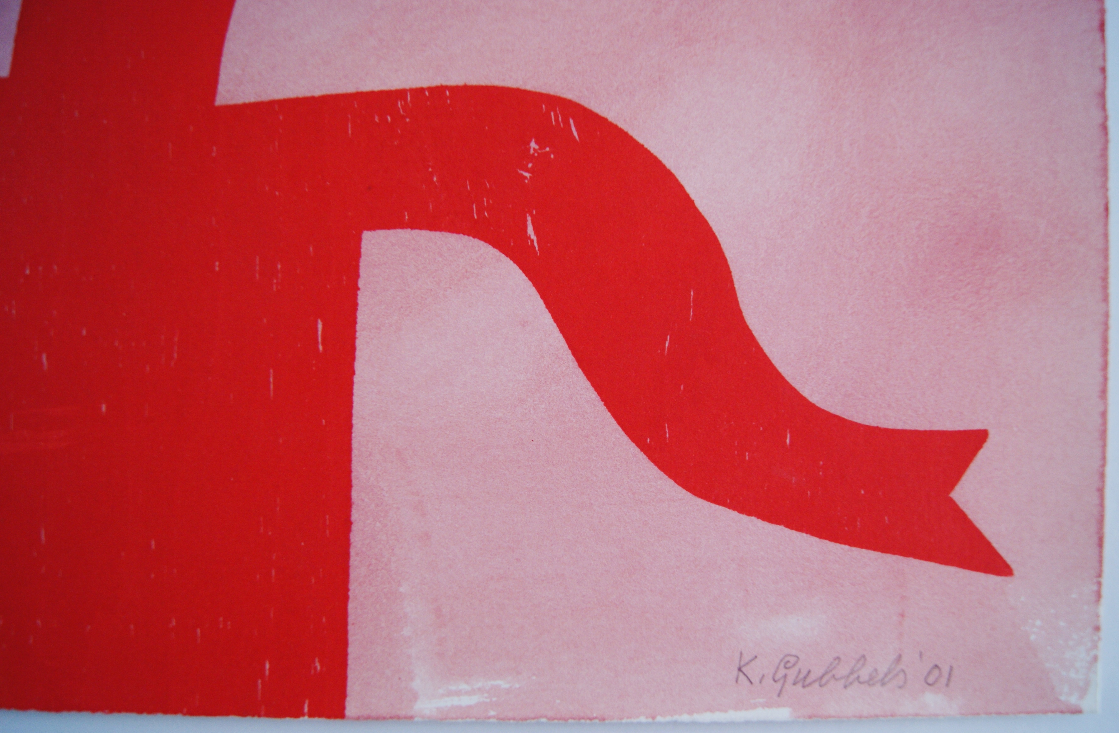 Klaas Gubbels - Klaas Gubbels houtdruk met aquarel 'De Loper' - 2001 kopen? Bied vanaf 375!