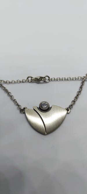 Z1 zilveren collier met zirkonia kopen? Bied vanaf 20!