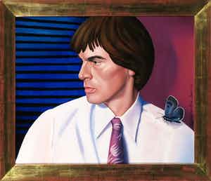 Sylvia Willink - en Rik van Dam - Olieverf op doek, Gezicht & Vlinder - Ingelijst verkocht voor € 1!