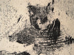 Chris van Geel (II) - Zeldzame Ets "Huiswerk maken" van Amsterdamse Dichter / Beeldend Kunstenaar kopen? Bied vanaf 10!