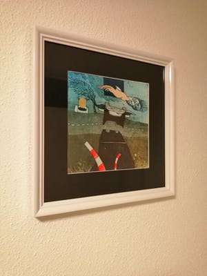 Michel van Overbeeke - On my way II - met bladgoud & ingelijst kopen? Bied vanaf 15!