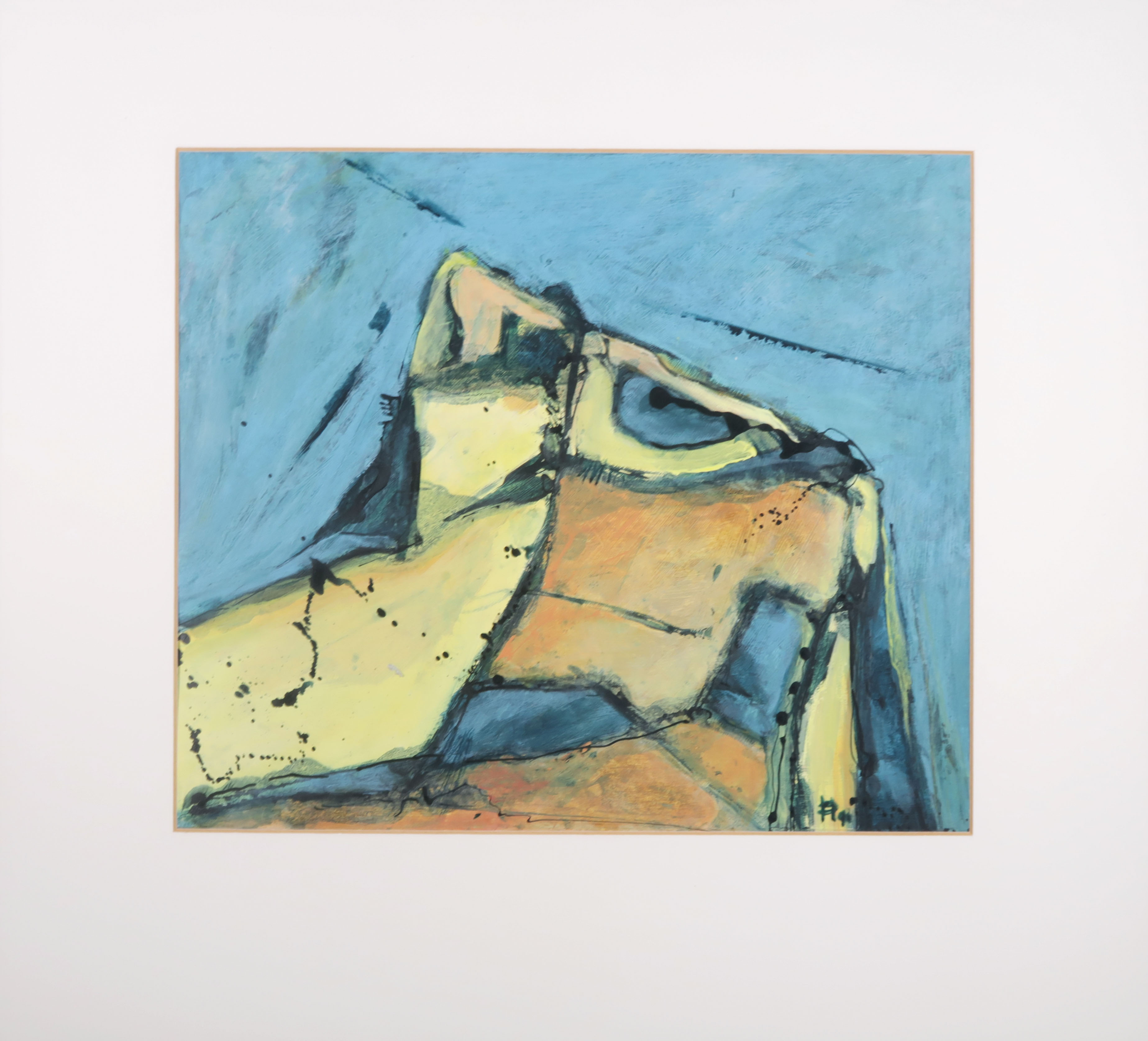 Wim Hoogstraten - Acryl op papier, Afziende rots kopen? Bied vanaf 1!