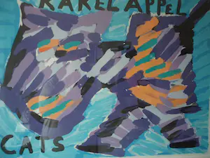 Karel Appel - Kleurenlitho HAPPY CAT, is mooi ingelijst kopen? Bied vanaf 140!