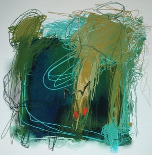 Arturo - Giclée , Sprinkhaan , abstract en kleurrijk – 70 x 70 cm kopen? Bied vanaf 30!