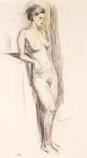 Wim Steijn - Tekening, Staand naakt verkocht voor € 40!