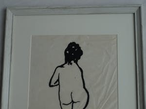 Aad de Haas - Ingelijste linosnede “Naakte vrouw op de rug gezien” – ca 1970 kopen? Bied vanaf 50!