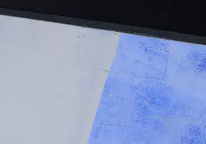 Menno Meijer - Gemengde techniek op doek, Abstracte compositie in blauw en grijs kopen? Bied vanaf 1!