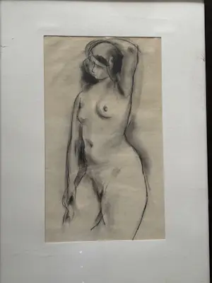 Geert Geerligs - zwart krijttekening van staand naakt kopen? Bied vanaf 30!