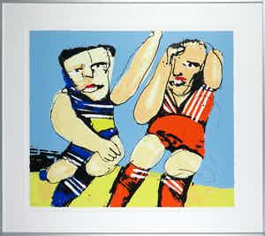 Herman Brood - Zeefdruk, Voetbal - Ingelijst verkocht voor € 200!