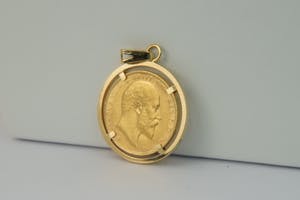 2544b- 18 Krt gouden montuur met losse Britse Sovereign munt Edward VII 1908 kopen? Bied vanaf 290!