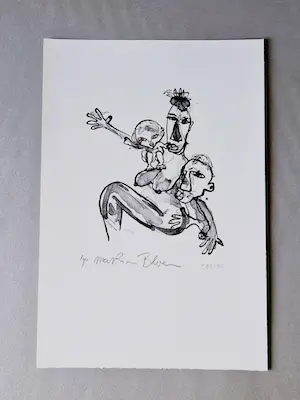 Marion Bloem - Karakteristieke Litho - oplage 100 - moeder en kinderen - potloodgesigneerd kopen? Bied vanaf 25!