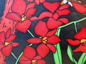 Niet of onleesbaar gesigneerd - Vintage Bloem Stilleven aquarel op textiel of zijde kopen? Bied vanaf 1!