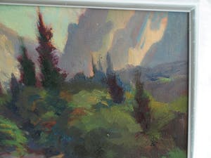 Klaas Pijlman - Olieverf op canvasboard ,”Droge rivier, Italië” - ingelijst – 1983 kopen? Bied vanaf 30!