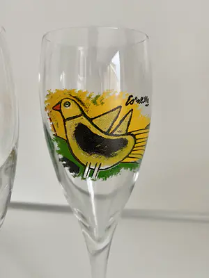 Corneille - Glaswerk | 5 Champagne flutes & fles wijn met Corneille decoratie kopen? Bied vanaf 10!