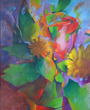 Phil Vermeer-Weterings - Olieverf op doek, Bloemen - Ingelijst (Groot) kopen? Bied vanaf 1!