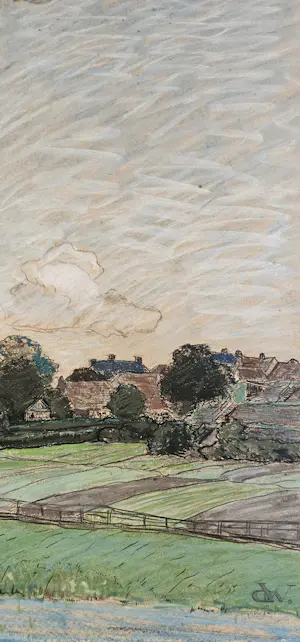 Buy Derk Wiggers - Pastel Gezicht op Rhenen met de Cuneratoren 1898? Bid from 150!