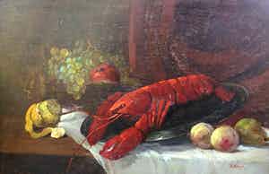 Niet of onleesbaar gesigneerd - C3207-5 - stilleven met kreeft verkocht voor € 10!