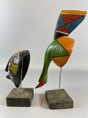 Yoruba - 2 African Yoruba passport masks with stands- Nigeria. kopen? Bied vanaf 15!
