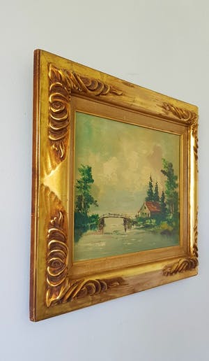 Niet of onleesbaar gesigneerd - Een landscape met huis kopen? Bied vanaf 1!