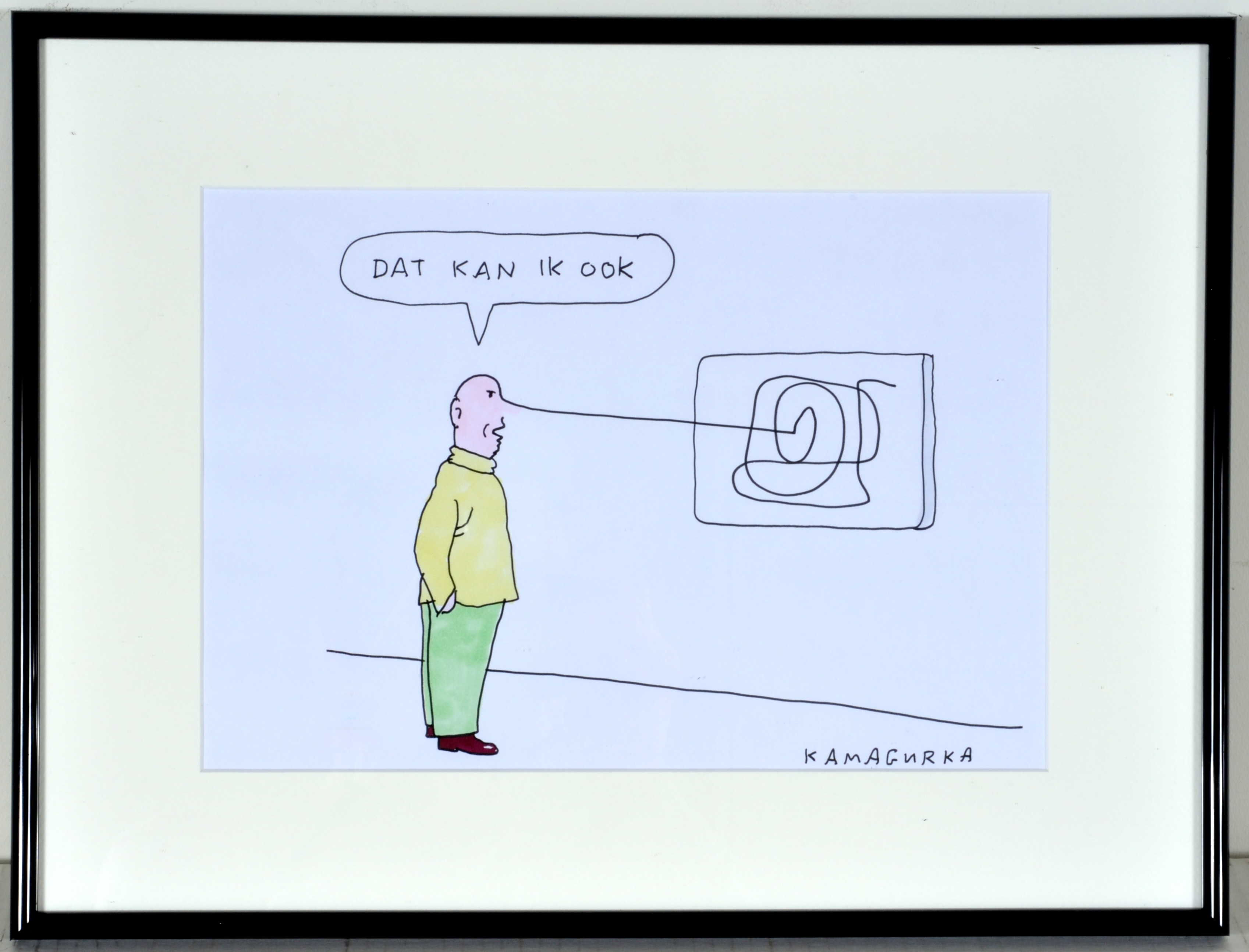 AcheterKamagurka - Dat kan ik ook - Originele cartoon - Gesigneerd - 21x29 cm - Ingelijst? Enchérissez de 390!