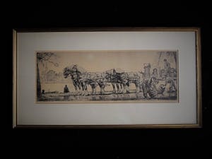 Buy Willem Gerard Hofker - Grote gesigneerde Ets "Bierwagen Amstel Brouwerij met paarden"? Bid from 10!