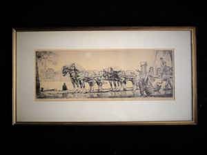 Willem Gerard Hofker - Grote gesigneerde Ets "Bierwagen Amstel Brouwerij met paarden" verkocht voor € 10!