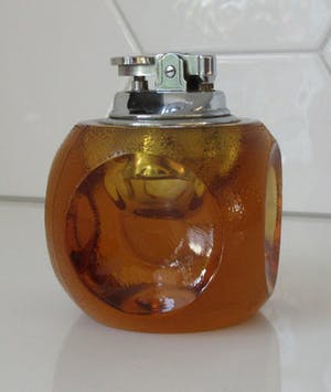 Niet of onleesbaar gesigneerd - Space Age Tangerine Persglazen Tafelaansteker kopen? Bied vanaf 10!