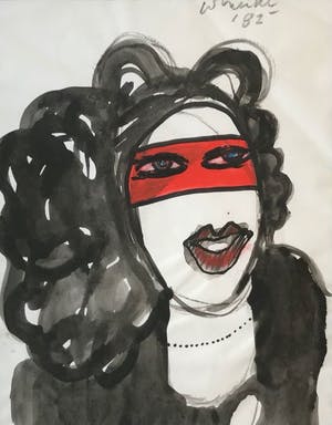 Corneille - Originele ingelijste tekening - La belle au bandeau rouge kopen? Bied vanaf 1500!