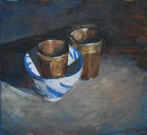Niet of onleesbaar gesigneerd - Stilleven met bekers en een kom - Ingelijste gouache kopen? Bied vanaf 10!