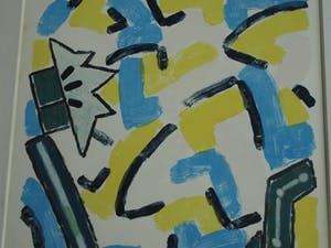 Reinier Lucassen - Ingelijste litho , “Blauw en geel” – 79 x 66 cm – 1979 kopen? Bied vanaf 1!