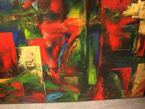 Niet of onleesbaar gesigneerd - Acrylverf op doek XXL , Abstract – 185 x 200 cm kopen? Bied vanaf 1!