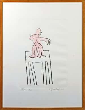 Klaas Gubbels - Handgekleurde ets, Ma modèle - Ingelijst verkocht voor € 130!