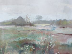 Niet of onleesbaar gesigneerd - Duinlandschap met boerderij - Monogram WR kopen? Bied vanaf 1!