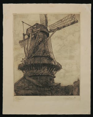 Aart Bijl - Ets, Houtzaagmolen "de Vlaggeman" kopen? Bied vanaf 1!