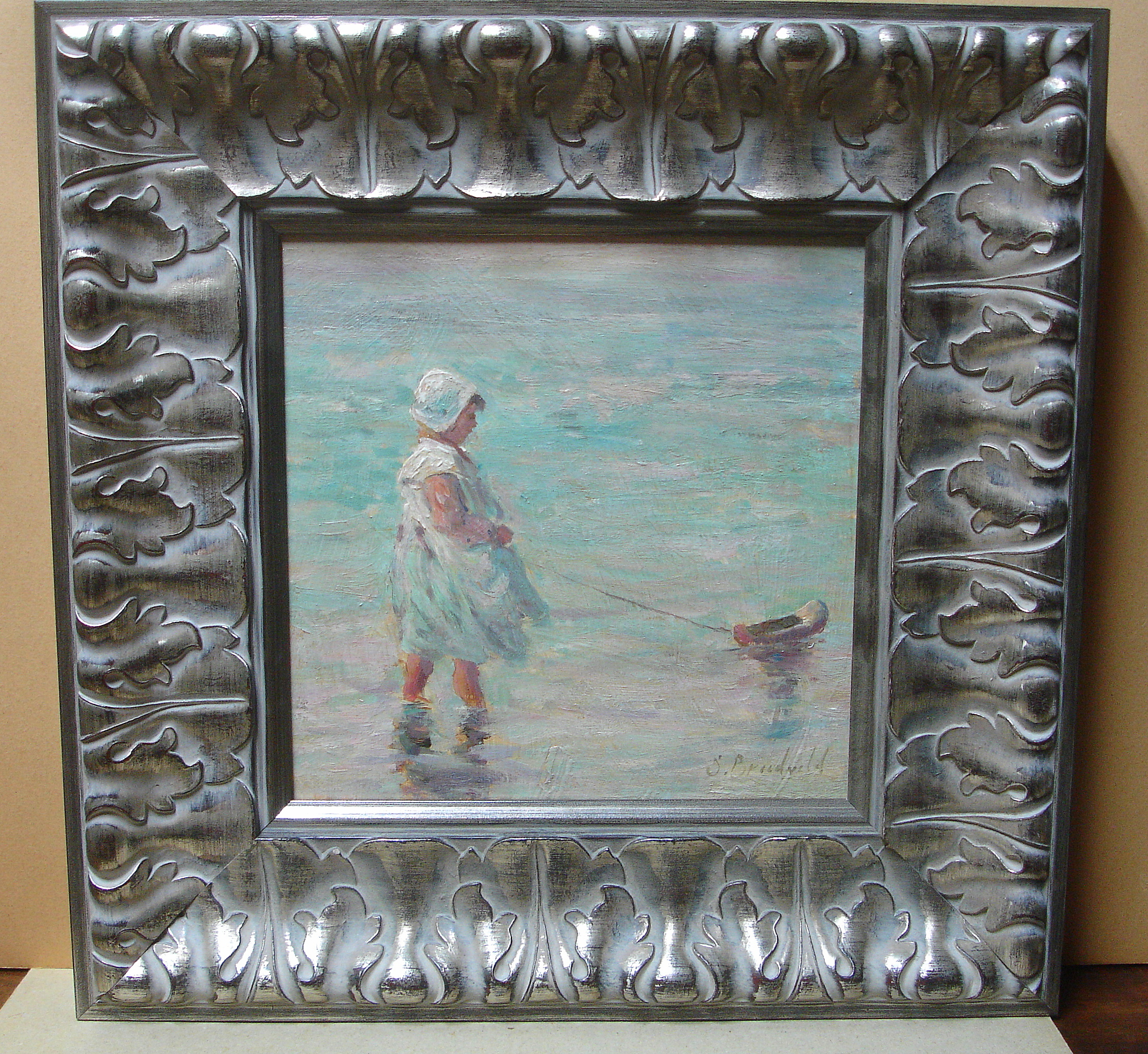 Niet of onleesbaar gesigneerd - Simon Breedveld -bootje varen. verkocht voor € 90!