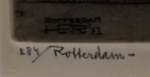 Hendrikus Roodenburg - Ingelijste ets: Rotterdam - 1932 kopen? Bied vanaf 60!