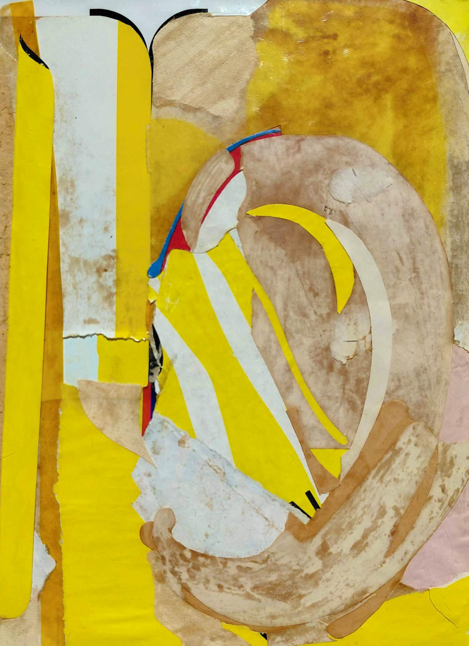 Gerard Brussee - b, gemengde techniek met collage (netjes ingelijst) kopen? Bied vanaf 40!