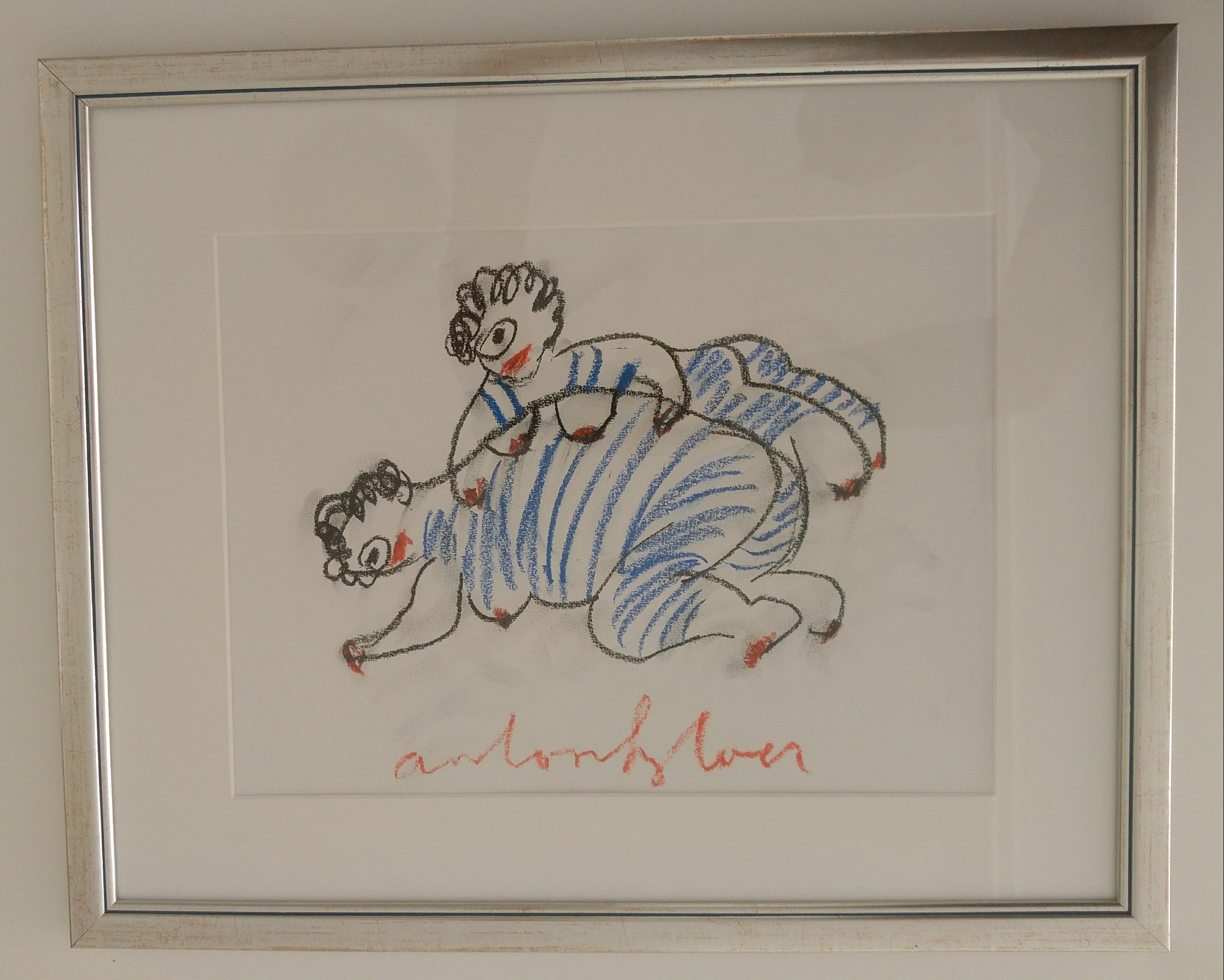 Anton Heyboer - Dames in badpak - Wasco krijt tekening kopen? Bied vanaf 180!