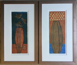 Lukie de Bree - Set van 2 kleuren etsen (E.A.) | in bronskleurige metalen lijsten kopen? Bied vanaf 75!