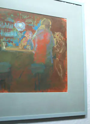 Peter Polderman - Ingelijst , Tempera , In het Café 2 – 1990 - Lijst, 78 x 97 cm kopen? Bied vanaf 150!