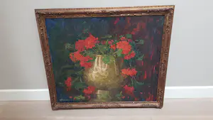 Guillaume Eberhard - olie op doek - "rode bloemen" - gesigneerd r.o. kopen? Bied vanaf 295!