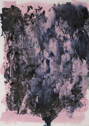 AcheterWim de Bruin - Gemengde techniek op papier, Abstracte vorm van een boom (Zeer groot)? Enchérissez de 50!