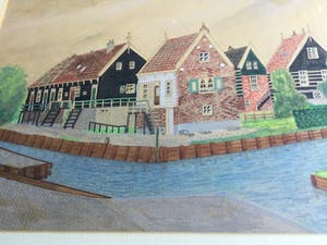 Daniel Cornelis Kerkhoven - Beeld van Marken | Gouache/tekening (ingelijst) kopen? Bied vanaf 35!