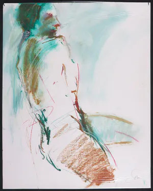 Franscz Witte - Gemengde techniek op papier, Figuur in blauw kopen? Bied vanaf 1!