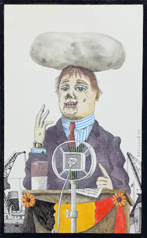 Herman Berserik - De man van overmorgen, handgekleurde pentekening kaufen? Bieten Sie von 350!