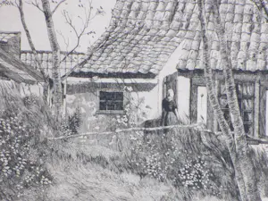 Johannes Graadt van Roggen - Huisje in Nieuw Domburg - Ets kopen? Bied vanaf 100!